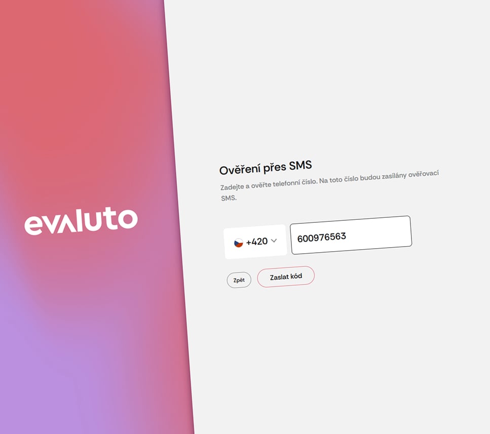 Ověření SMS registrace Evaluto