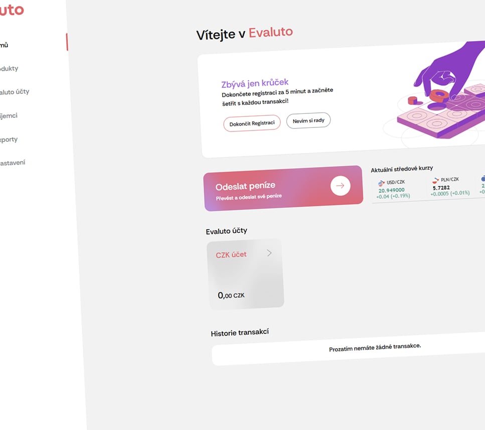 Úspěšná registrace Evaluto